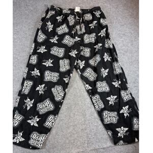 Guitar Hero Pajama Lounge Pants Mens XL Black White Pull On Fleece Grunge AOP